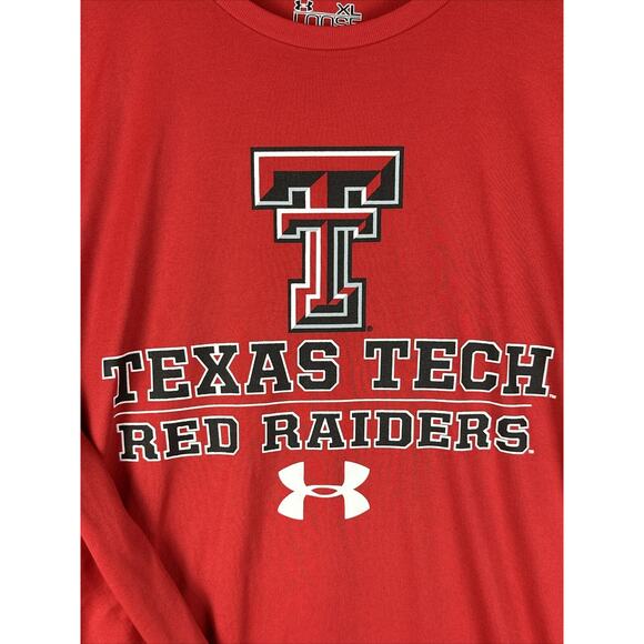 XL Under Armour Texas Tech Shirt Long Sleeve Loose Stretch Red Mens XL NCAA EUC - Picture 2 of 7